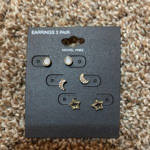 NEW Three Pairs of Studs - Star and Moon